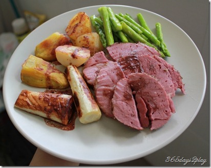 Roast Lamb with Parsnip, kumara, asparagus