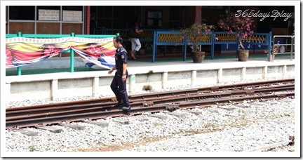 Tanjong Pagar Railway Station train tracks man on the tracks!