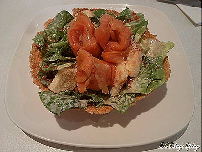 Smoked salmon on caesar salad