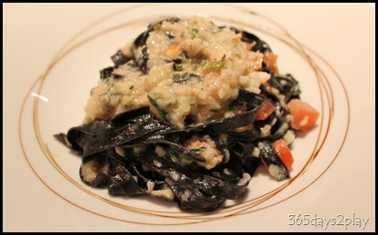 Squid Ink Pasta with minced cod
