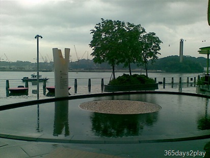 View of Vivocity outdoor fountain