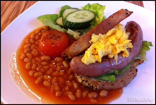 Robert Timms - Bratwurst Sausage and Scrambled Eggs on Bread