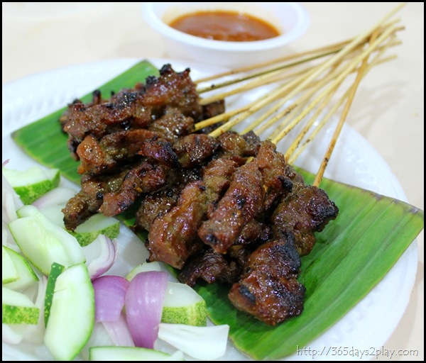 Mutton Satay with peanut sauce dip and cucumber salad (2)