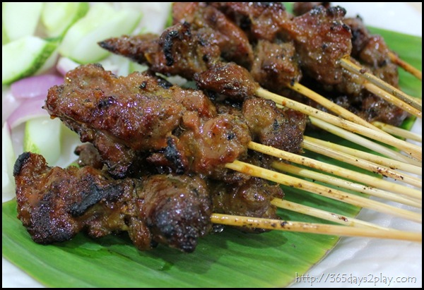 Mutton Satay with peanut sauce dip and cucumber salad