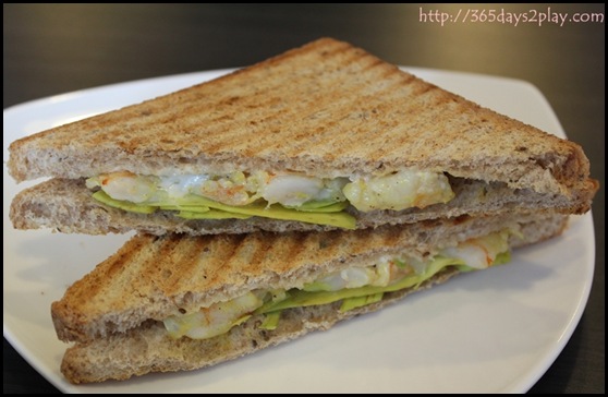 Dann's Pescetarian Cafe - Prawns Avocado Triangle Toasties