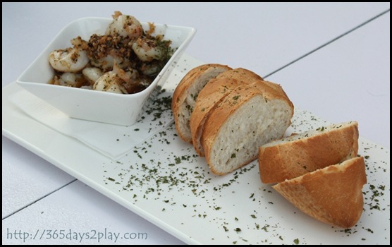 Hosted on the Patio -  Garlic Prawns with crusty bread