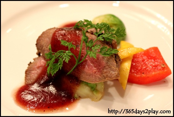 Rendezvous Hotel - Baked duck breast topped with goose liver mousee