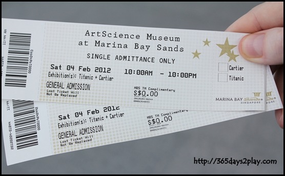 ArtScience Museum tickets to Titanic!