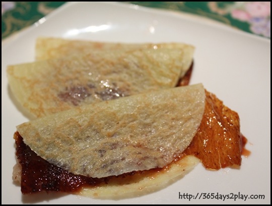 Mercure Roxy - Peking Duck slices in Pancake wrappers