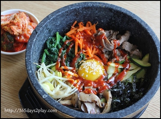 Food Republic @ 112 Katong - Ju Shin Jung Korean Cuisine Stall Mixed Vegetables Rice in Hot Stone $7.80