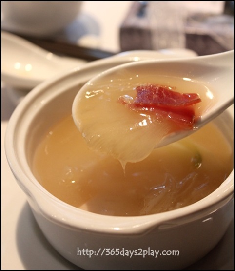 Lunch Wedding at Min Jiang @ one North - Double Boiled Superior Shark's Fin in Supreme Chicken Consomme