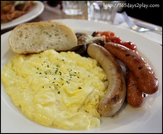 Mooshi Bakes - Truffle Oil Infused Scrambled Eggs, Sausages, Grilled Tomatoes, Handmade ciabatta $16 (2)