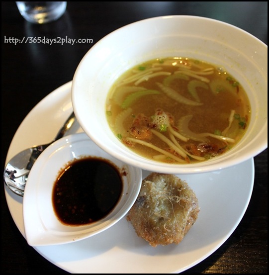 Rumah Rasa - Soto Ayam Madura (A hearty chicken broth with Shredded Chicken, Bean Sprouts and topped with a Potato Croquette) $8