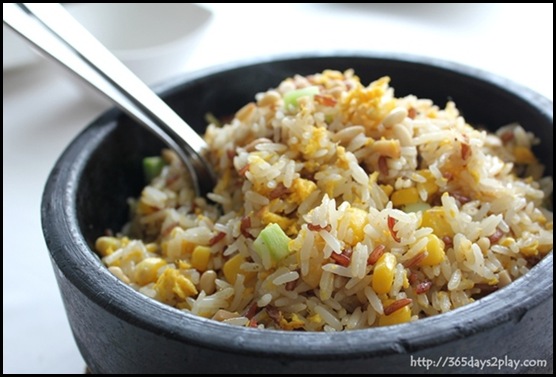 Crystal Jade Dining IN -Assorted Grains  Fried Rice Style in Hot Stone Pot $18