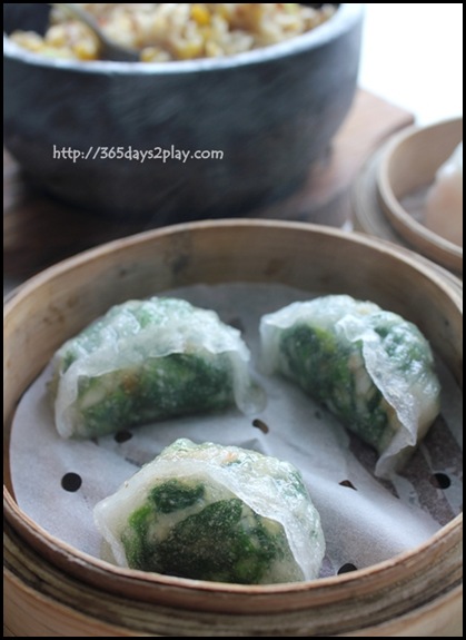 Crystal Jade Dining IN - Steamed Shrimp Dumpling with Spinach $3.80