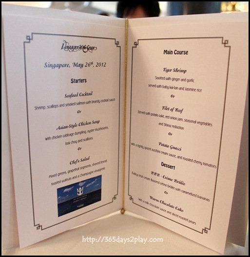 Voyager of the Seas Carmen Dining Room Menu