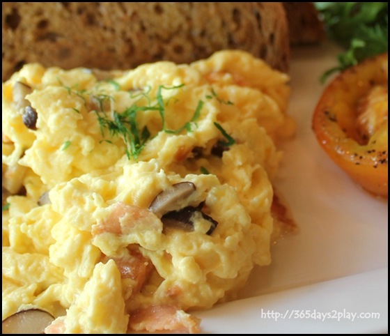 Chock Full of Beans - Scrambled Eggs with mushrooms, swiss cheese and smoked salmon (3)