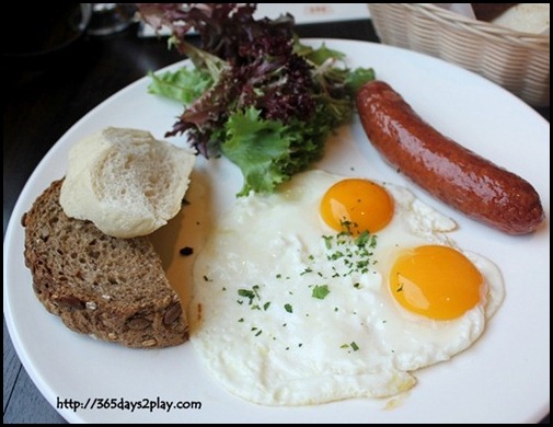 Nassim Hill - Sunny-side up eggs with choice of beerbeiser sausage, center cut bacon or honey baked ham $15 (2)