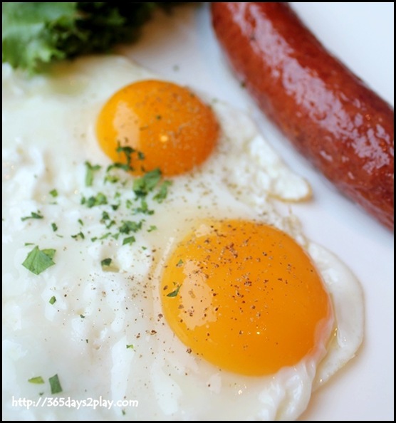 Nassim Hill - Sunny-side up eggs with choice of beerbeiser sausage, center cut bacon or honey baked ham $15 (1)