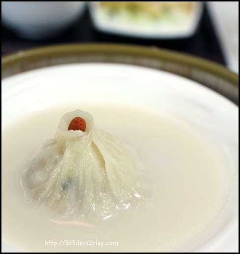 Supertree Dining Peach Garden Noodle House - Steamed Xiao Long Bao with Goose Liver in Double-Bolied Shark's Bone Cartilage Soup $12.80