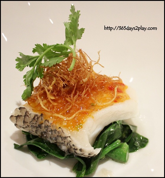 River Palace Chinese Restaurant - Steamed Cod Fish with Chilli Garlic & Plum Sauce