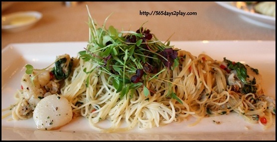 The Olive - Scallop Capellini with crab meat, canadian scallops, red chili, garlic and basil RM 78
