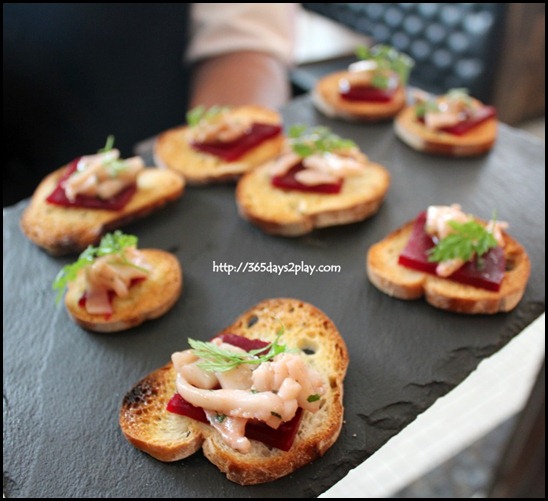 Jaillance Event at Balzac Brasserie - Carpaccio of REd Beetroot and marinated Calamari