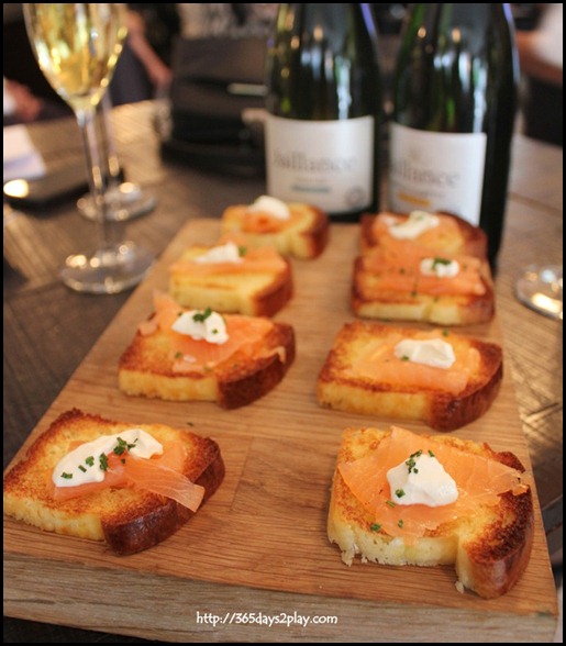 Jaillance Event at Balzac Brasserie - Smoked Salmon and creme Fraiche and Chives on Mini Tartine