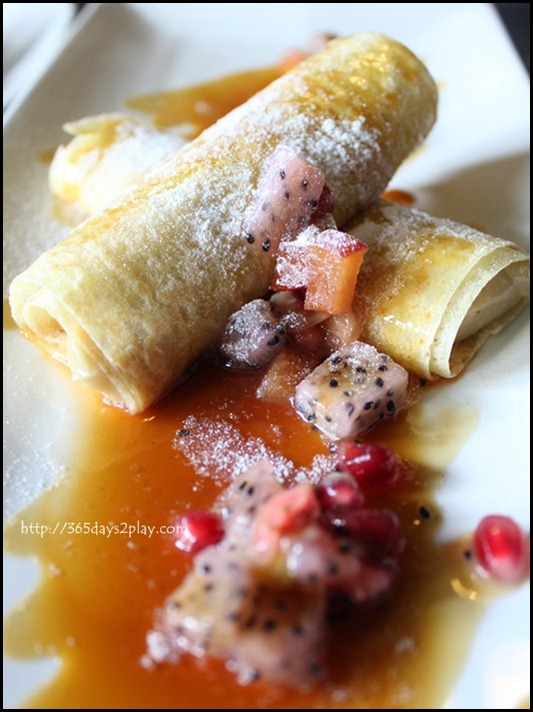 STREET 50 -  Durian Pengat (Luscious durian pulp cocooned in crepe) $8
