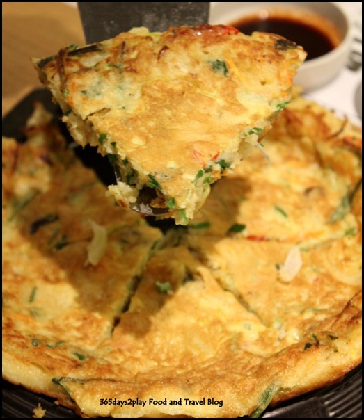 Bornga - Haemul Pajeon (pancake made from scallions and a variety of seafood; $22)
