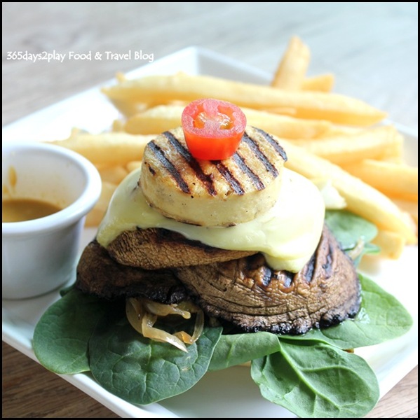 Relish @ Cluny Court - Grilled Portobello Tofu Burger with honey mustard sauce, caramelised onions, spinach and cheese $17.80