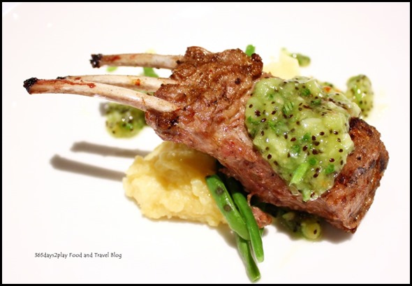 Charred grilled lamb cutlets served with mashed potatoes and kiwi relish (1)