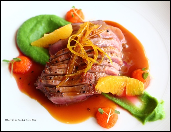 Wine Universe Oenotheque - Duck with orange and pea and pumpkin puree (2)