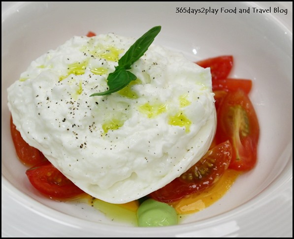 Zafferano - Burrata pomodorini datterini e basilico (Premium burrata with tomatoes and basil $20 (2)