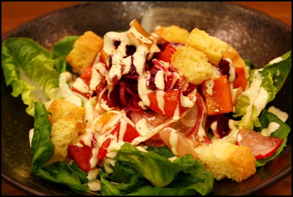 Zafferano - Insalata Zafferano (Romaine hearts, fennel, roma tomatoes, shallot, beetroot, capticum, brioche croutons and shallot cheese dressing $18