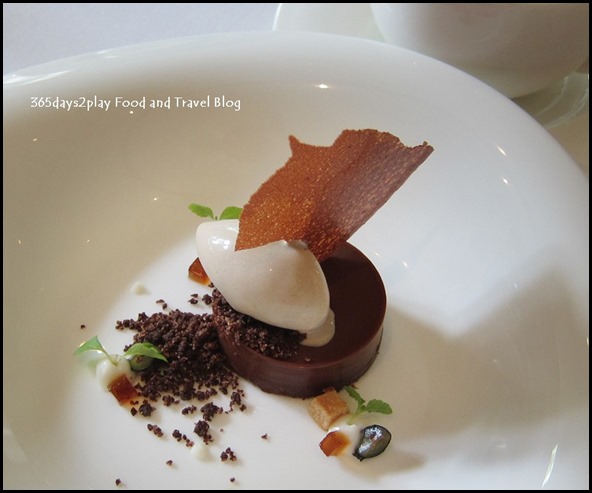 Au Jardin Wedding - Manjari 64% chocolate ganache tart with chocolate soil milk pudding, burnt butter ice cream