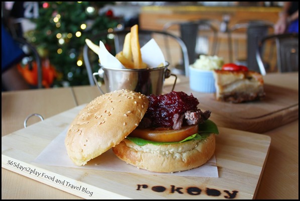 Rokeby Cafe Bistro - The Kangasaurus (120gm grilled kangaroo loin sliced on toasted sesame seed bun, with spicy cranberry mix) $22 (4)