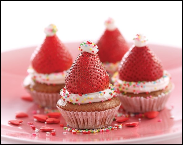 Santa's Hat Starwberry Cupcake