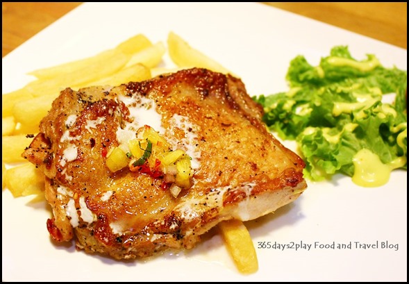 To-gather Cafe - Grilled Pandan Chicken Chop  -  $8.90 Served with honey sauce, fries and Seasonal Vegetables