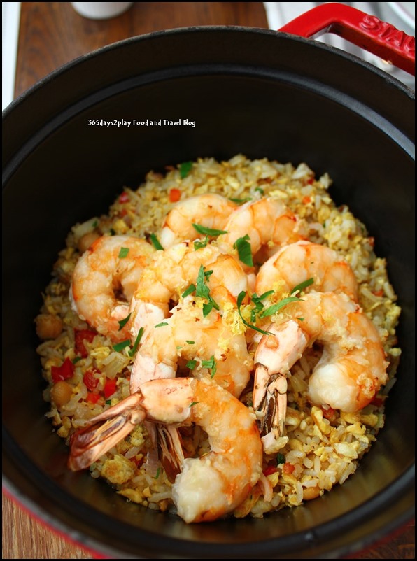 Balzac Brasserie - Grosses Crevettes roties Au Citron (Roasted Tiger Prawns and French Fried Rice served with Lemon Zest) $42 (4)