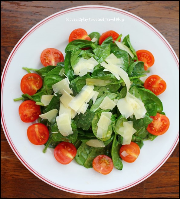 Balzac Brasserie - Organic Spinach Salad served with cherry tomato, emental cheese shavings and french dressing $16 (2)