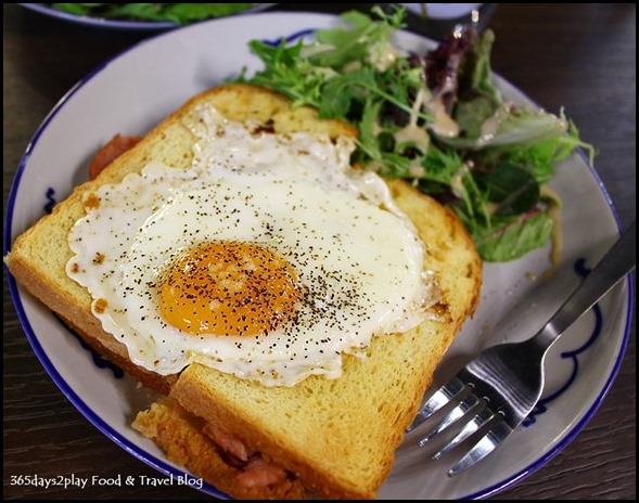 Group Therapy Cafe - Croque Madame (Smoked ham, bacon, melted cheese between brioche and sunny side up) $14 (1)