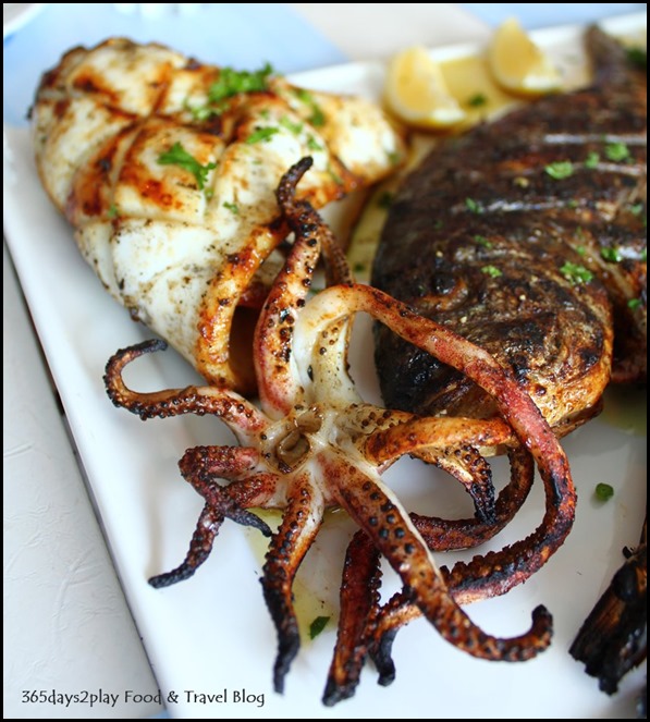 Blu Kouzina - Seafood Platter - Grilled Squid, Jumbo Prawns, Sea Bream 400g - $103 (9)