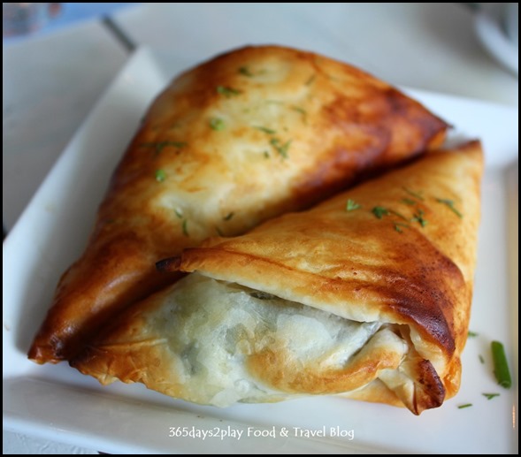 Blu Kouzina - Spanakopita - Phylo pastry filled with spinach, feta cheese and herbs - $14 (3)