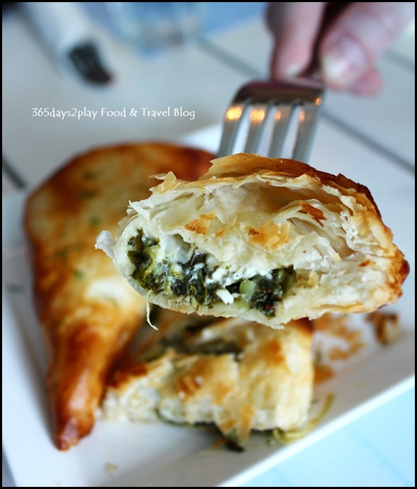 Spanakopita cut in halves