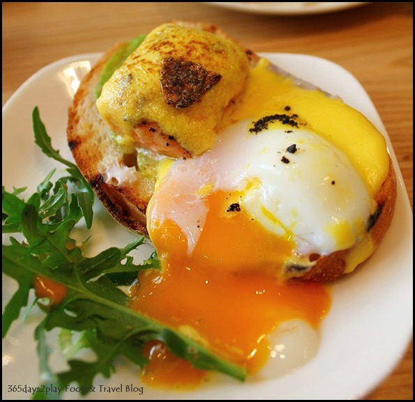 The Missing Pan - 62 Degree Eggs Benedict - Smoked salmon, avocado, seaweed crumbs on sourdough with in-house hollandaise sauce ($22  ) (1)