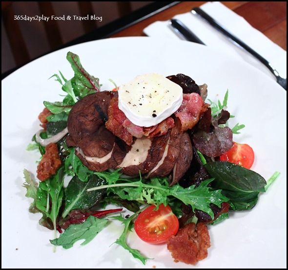 Seasons Bistro - Grilled Portobello Salad $15  ) - St Maure Terroir, tomatoes, beans, candied walnuts, pickled onions, bacon crisp and red wine vinaigrette.  (2)