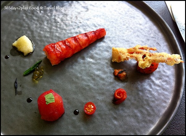 Corner House - Carabinero Prawn with variation of best season tomato, vintage sherry