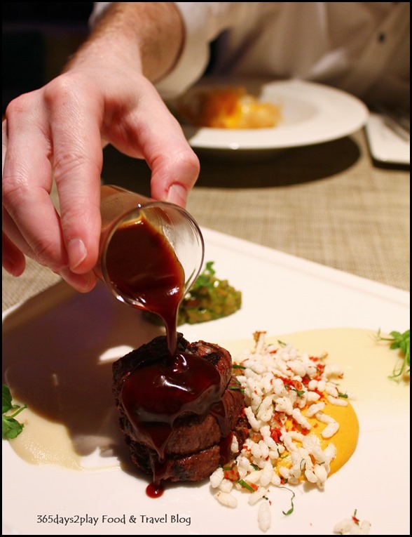Osia Restaurant - Grain Fed Black Angus Beef Tenderloin with Creamed Sunchoke, Basil Cepe, Acquerello Rice Tomato Parmesan and Red Wine Sauce $66 (2)
