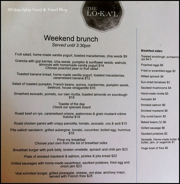 The Lokal's Brunch Menu